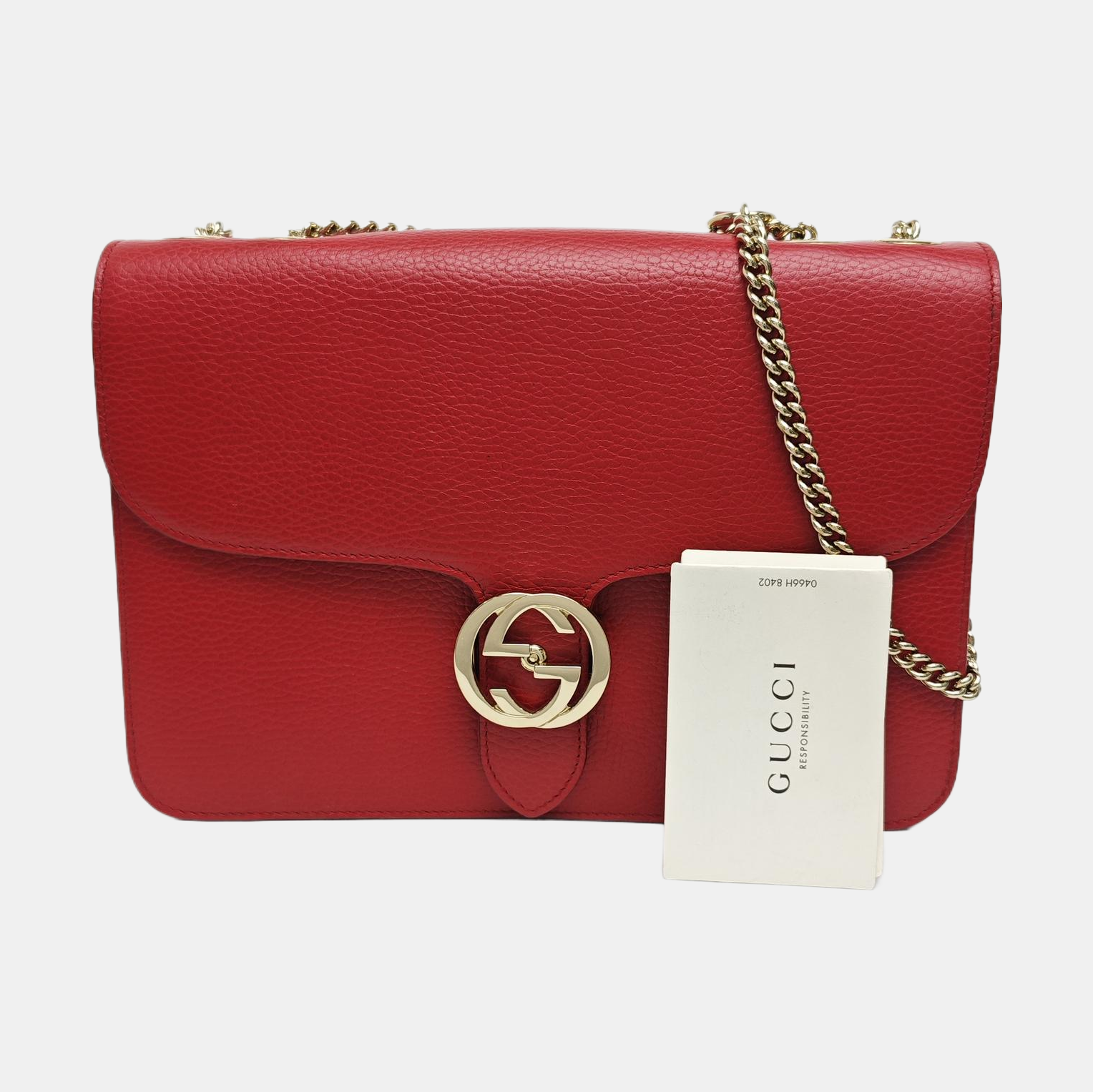 Interlocking G Large Calfskin Red