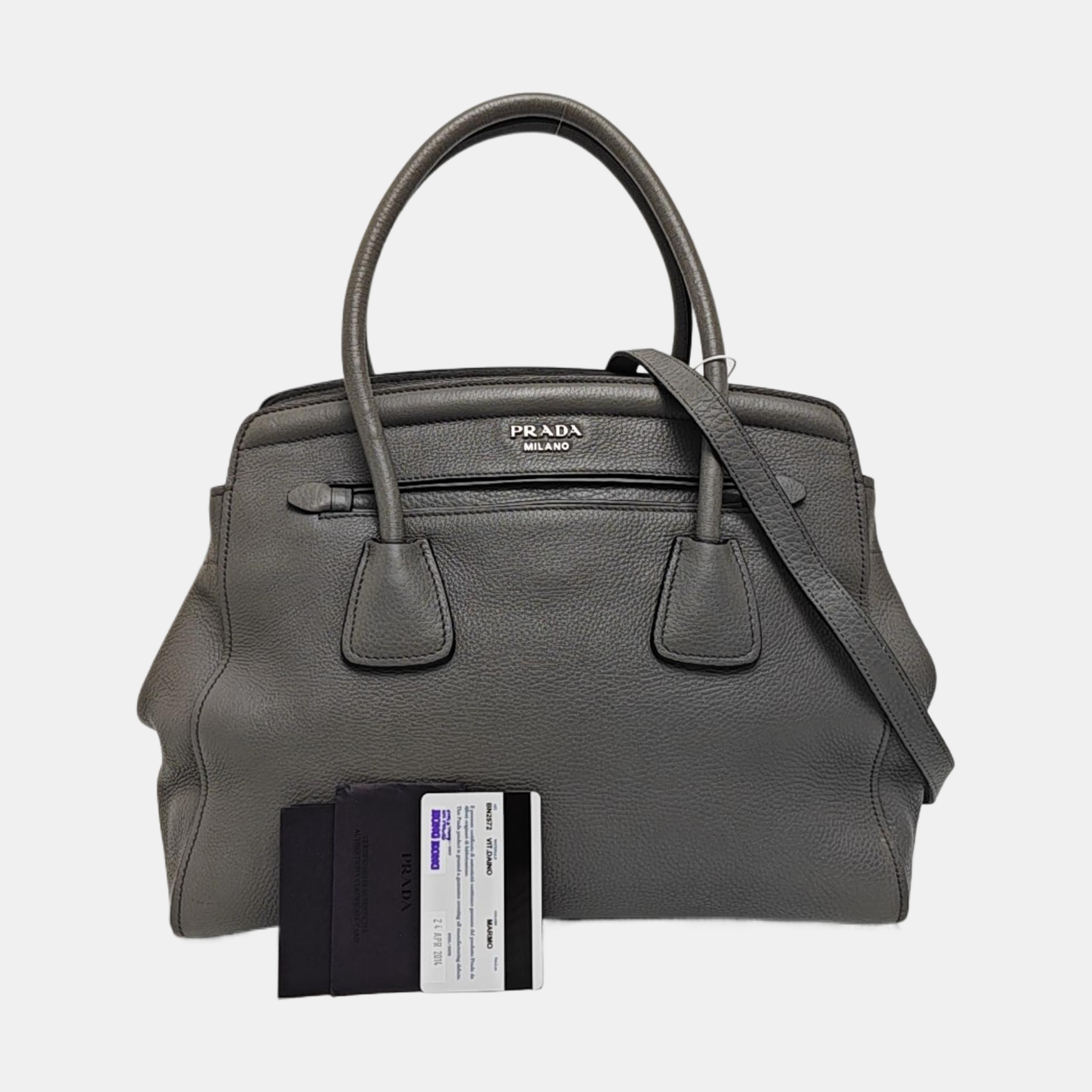 Leather Tote Bag Gray