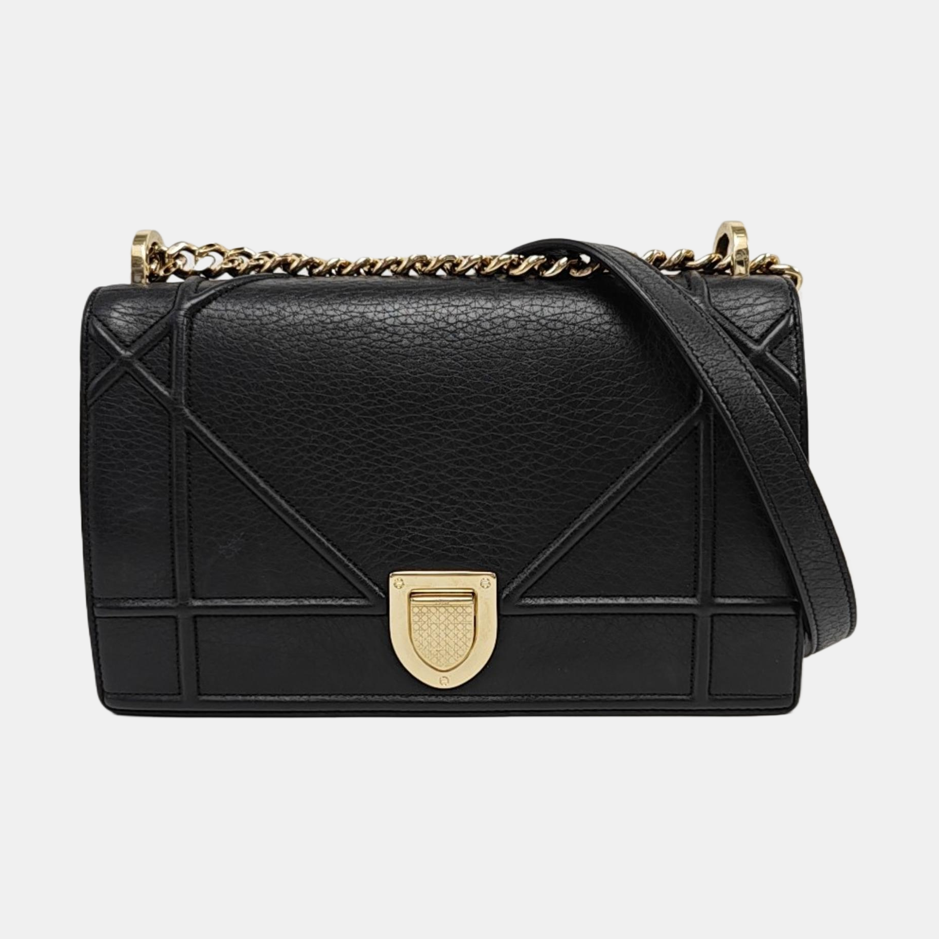 Authenticated pre-owned  Diorama Medium Calfskin Black - Shoulder Bag at Looply