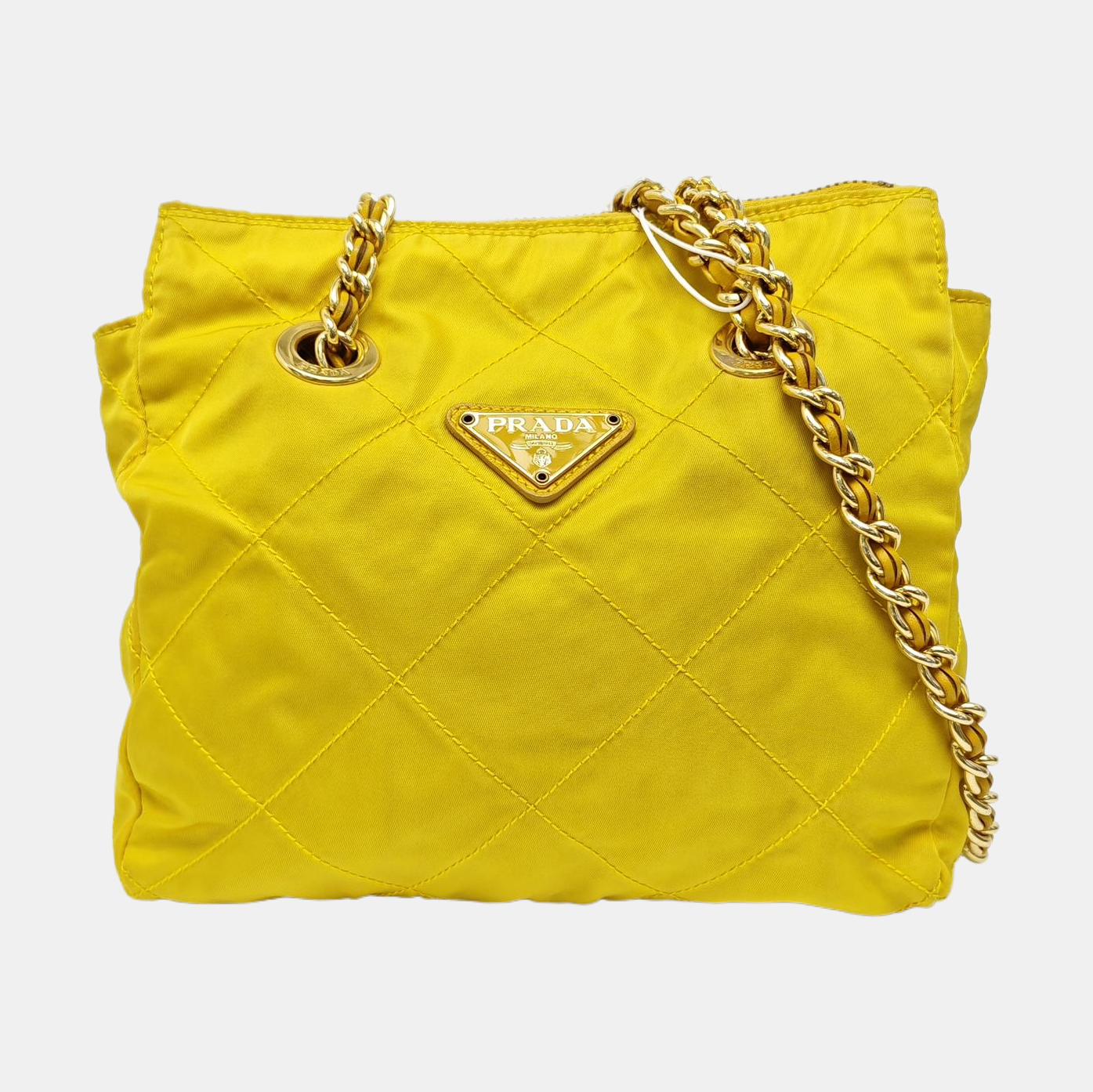 Quilted Nylon Shoulder Bag Yellow