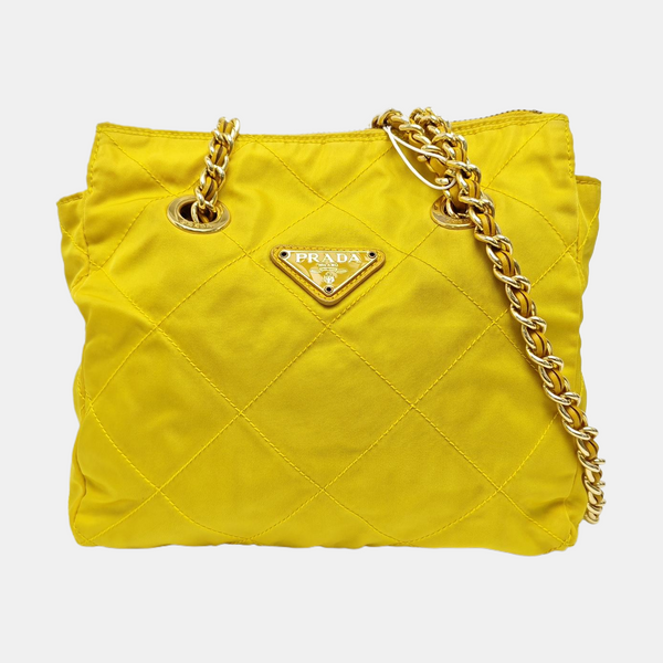 Quilted Nylon Shoulder Bag Yellow