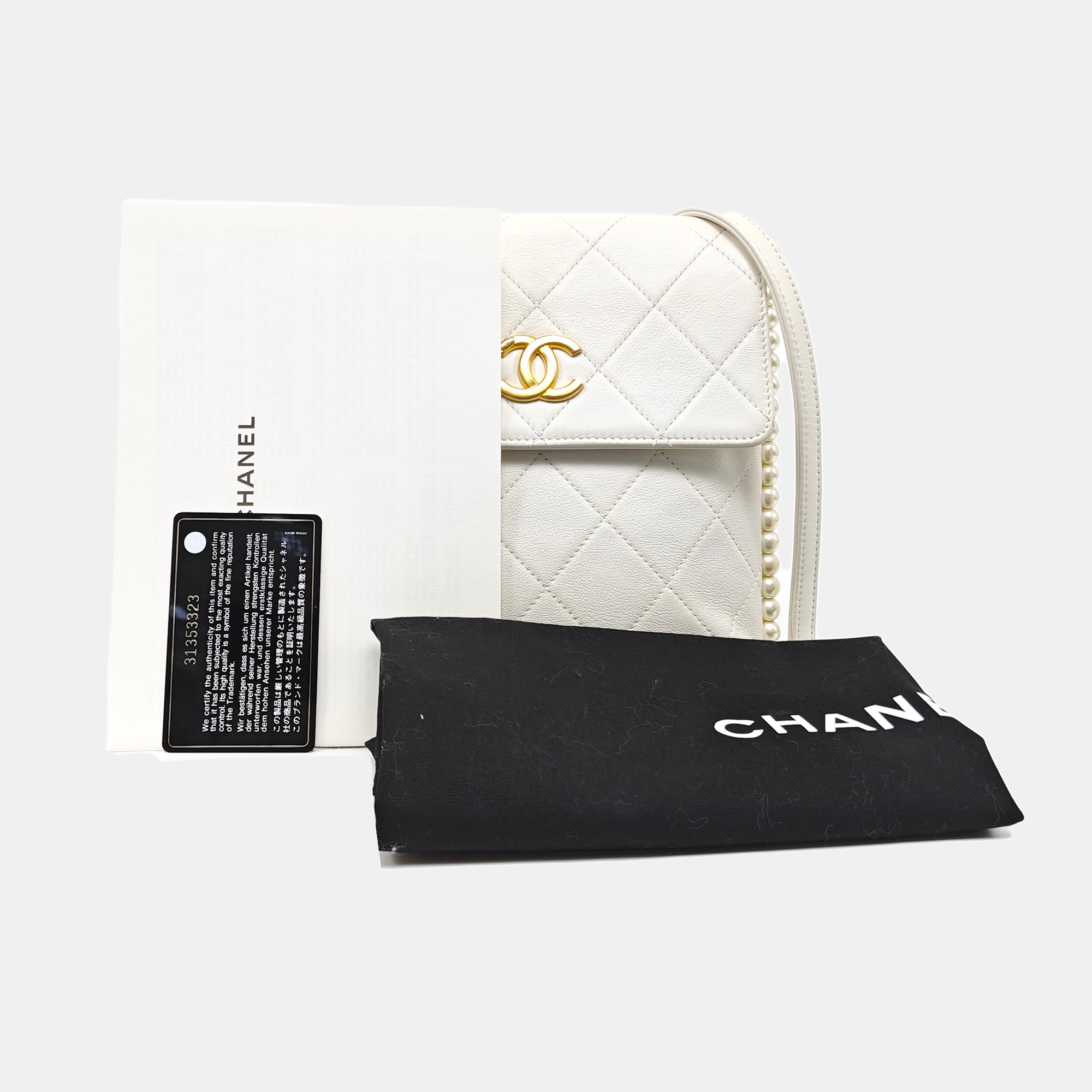 Quilted Calfskin Shoulder Bag Small White