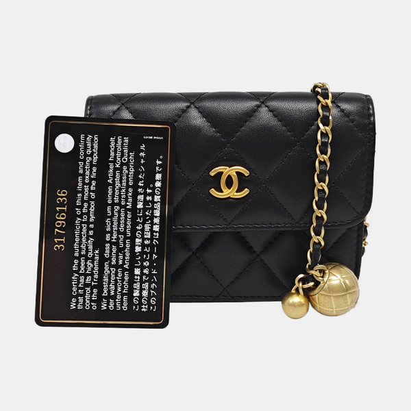 Quilted Lambskin Shoulder Bag Black