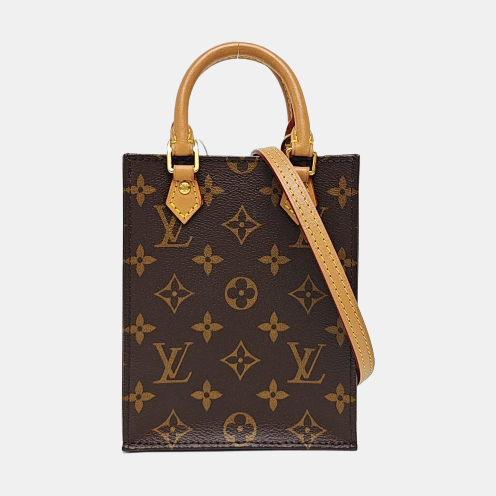 SAC PLAT Mini Monogram Coated Canvas Brown