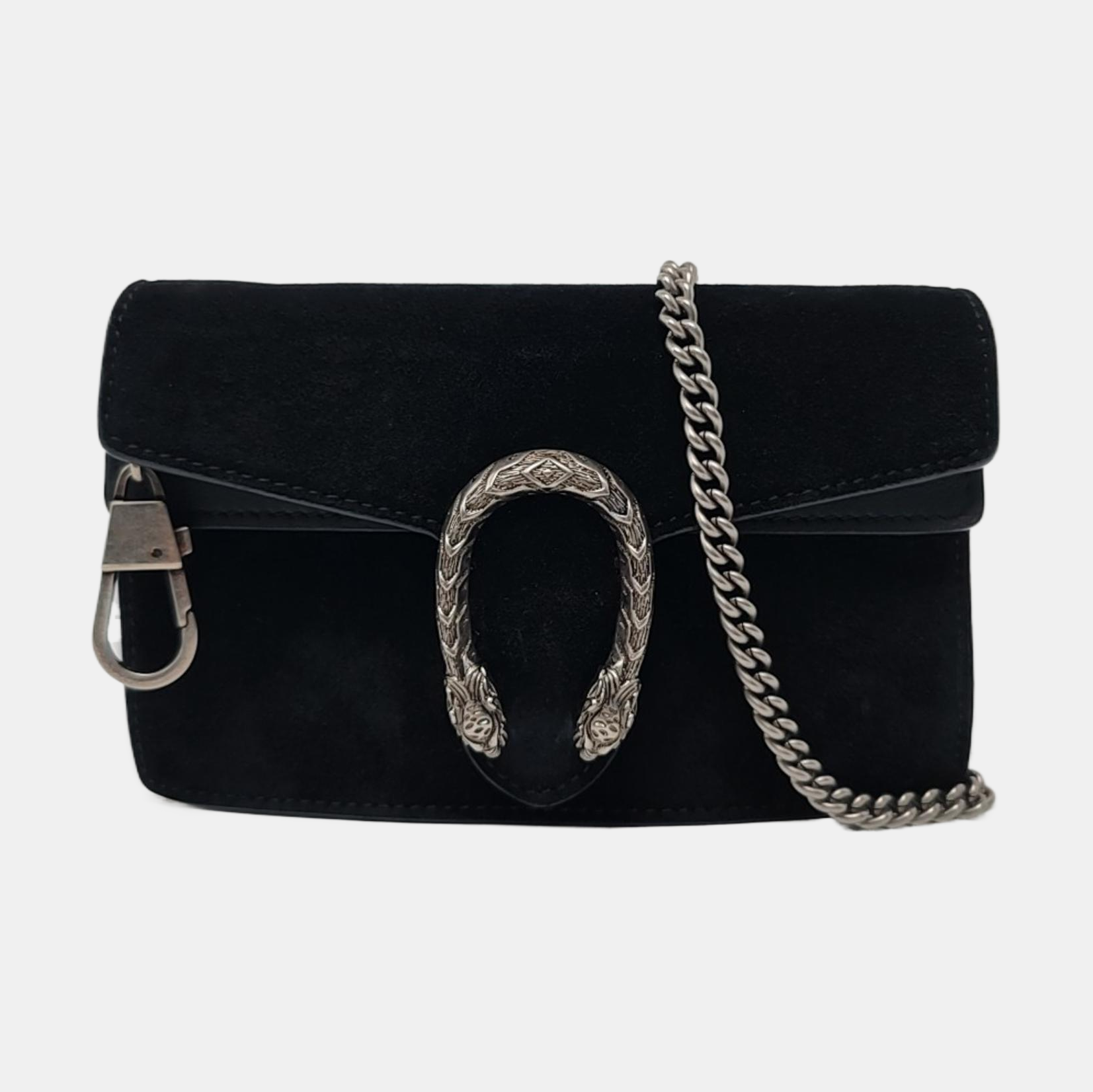 Authenticated pre-owned  Dionysus Super Mini Suede Black - Shoulder Bag at Looply