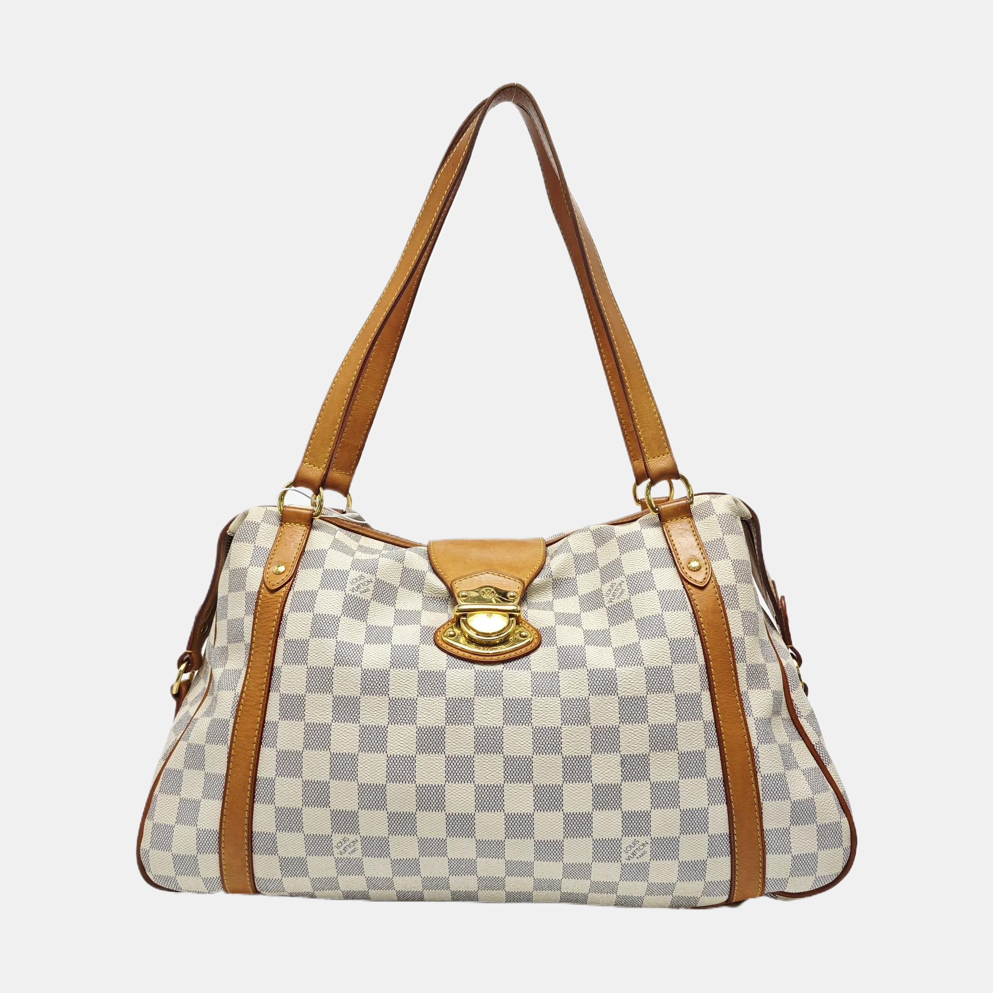 STRESA Damier Azur Coated Canvas White