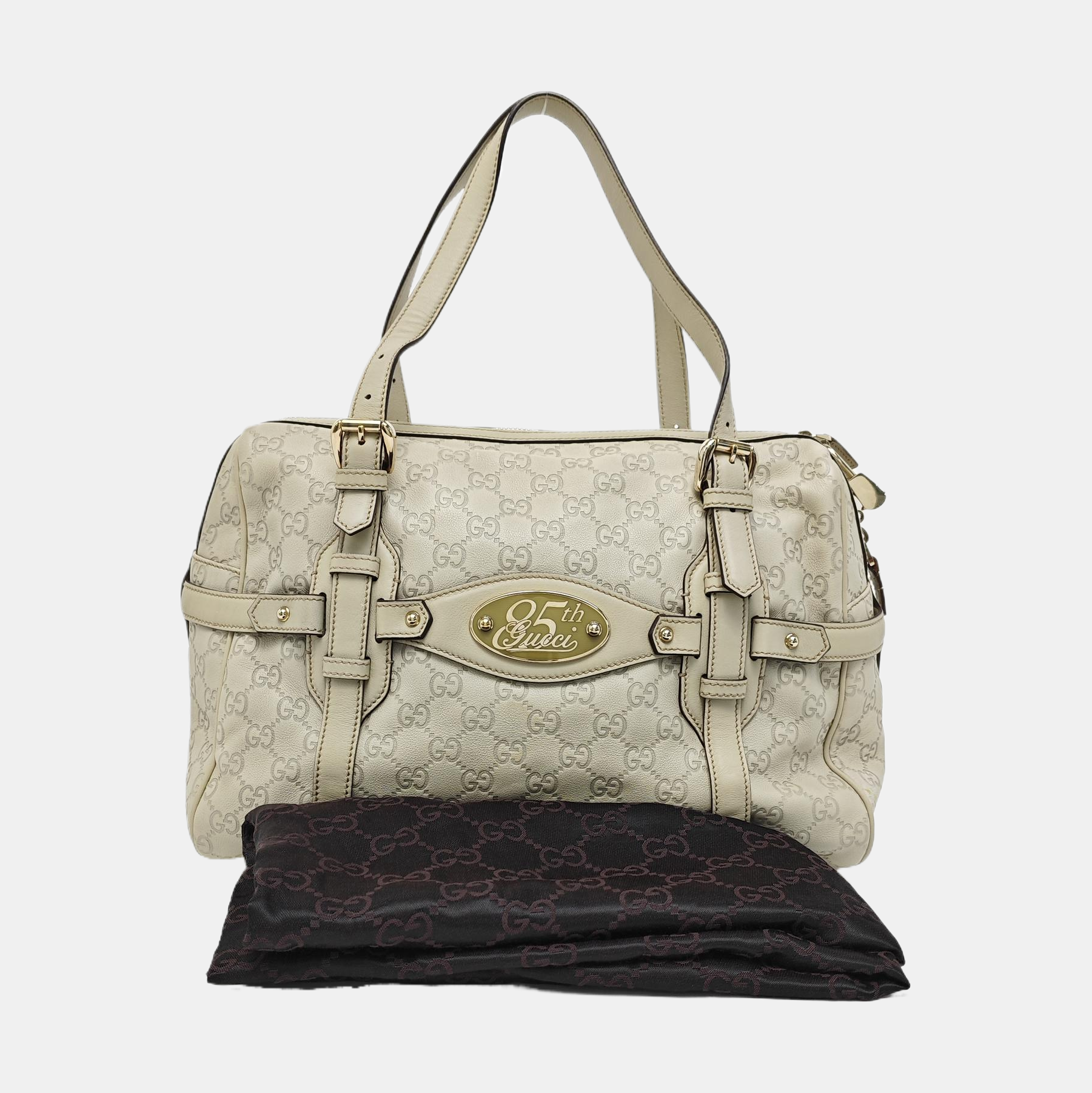 Monogram Calfskin Top Handle Bag White