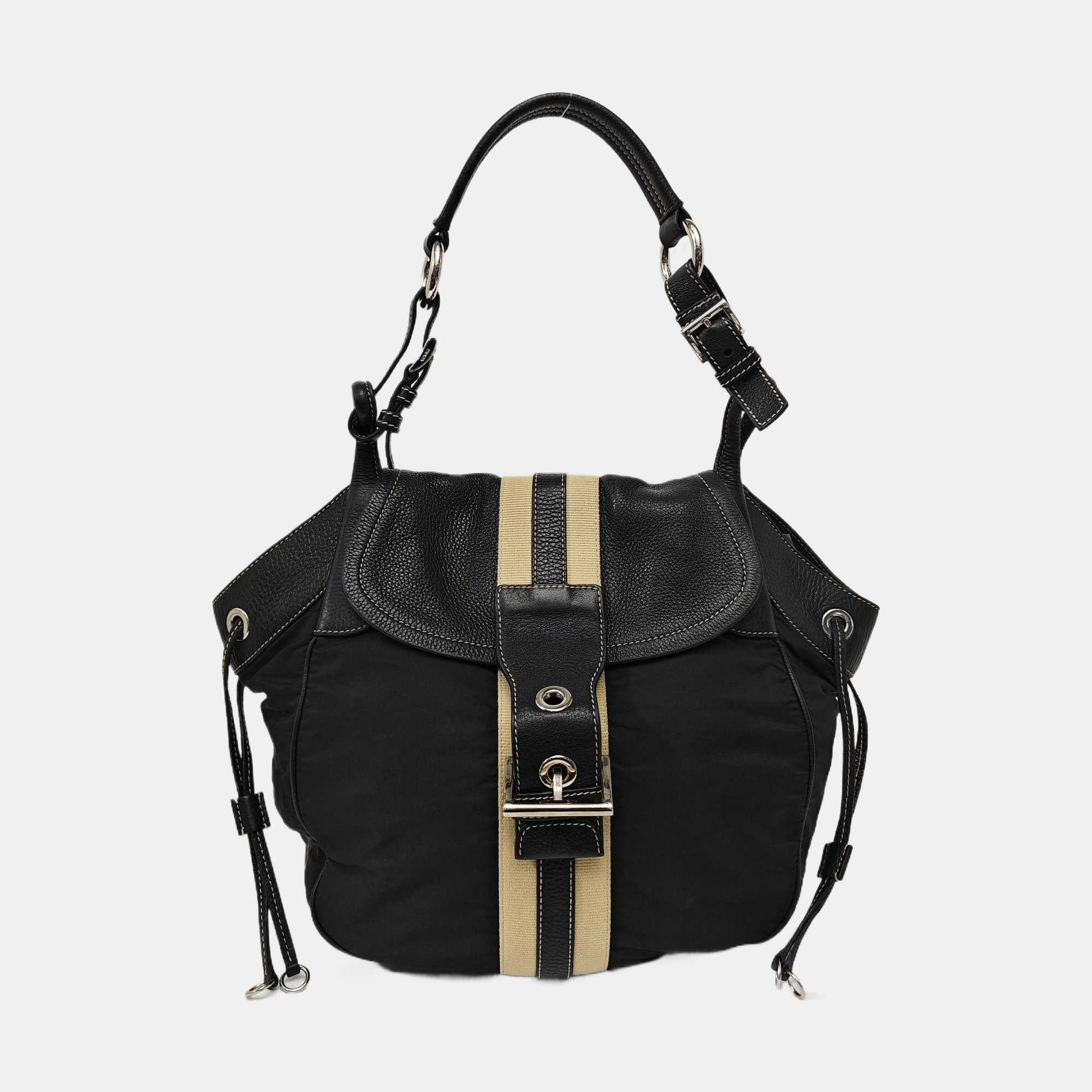 Nylon Top Handle Bag Black