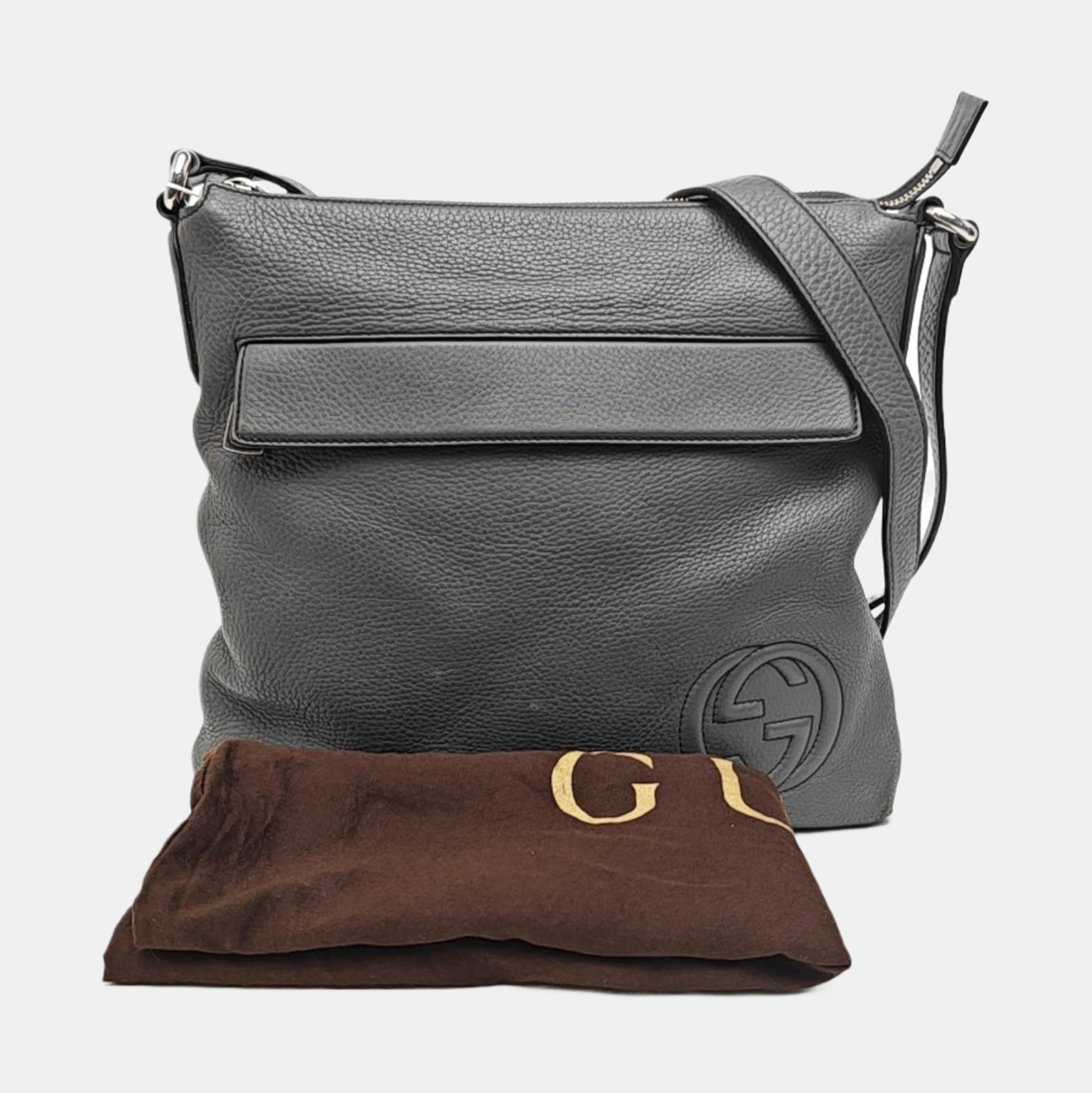 Calfskin Shoulder Bag Gray