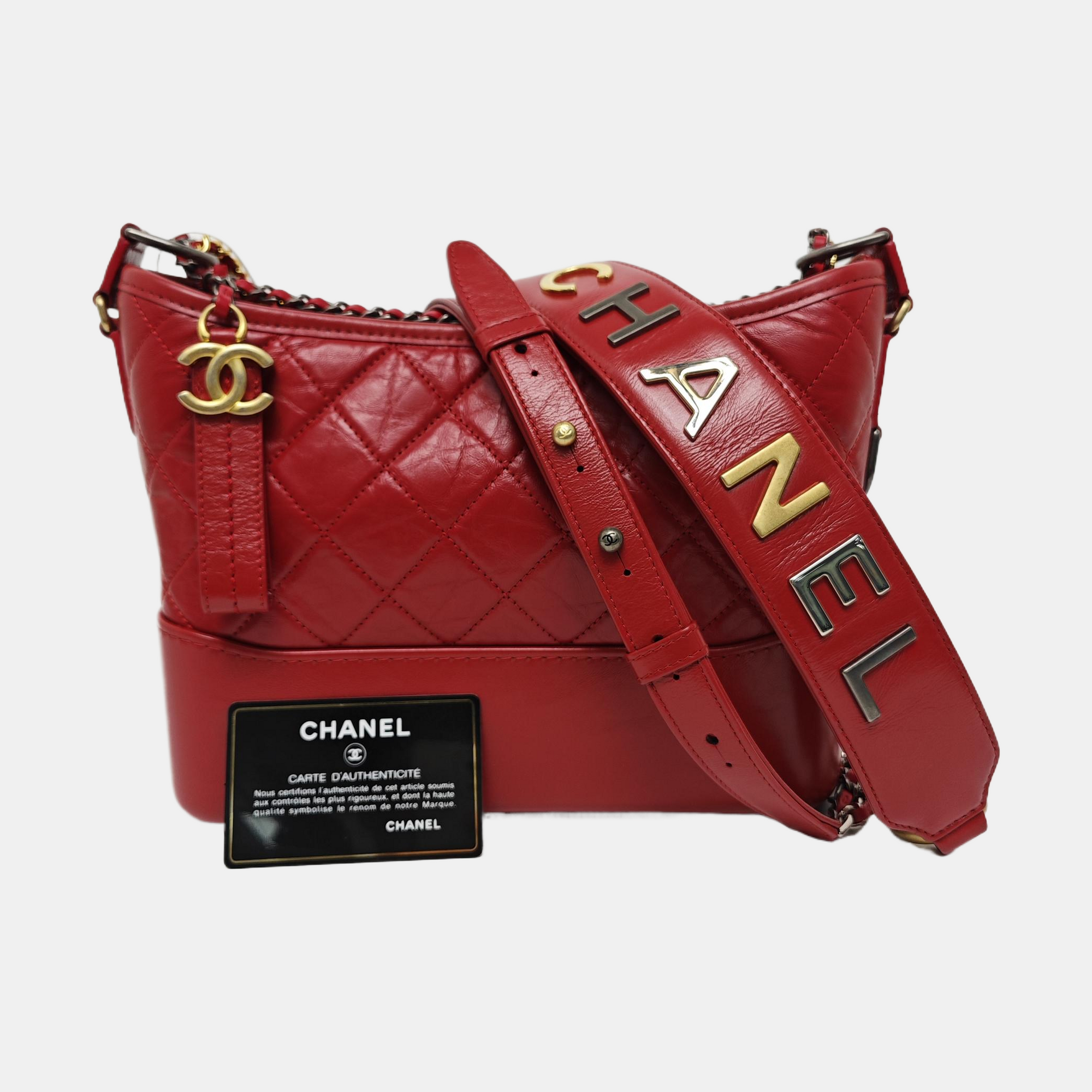 GABRIELLE Medium Quilted Calfskin Red