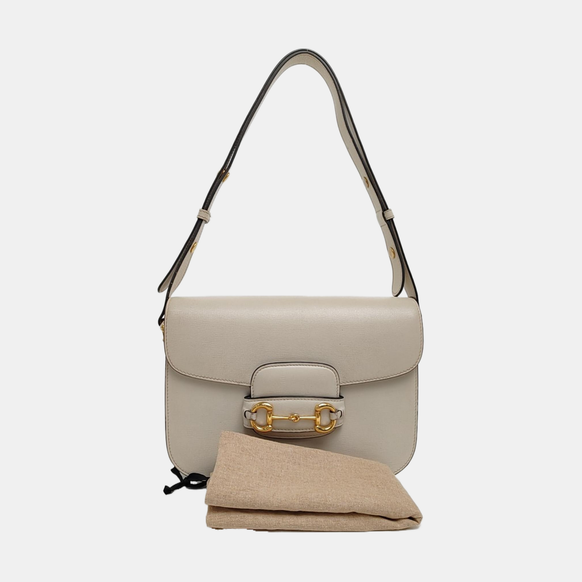 Authenticated pre-owned  Horsebit 1955 Small Calfskin White - Shoulder Bag at Looply