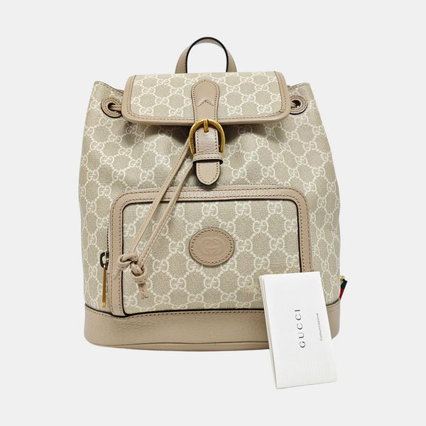 Monogram Coated Canvas Backpack Beige