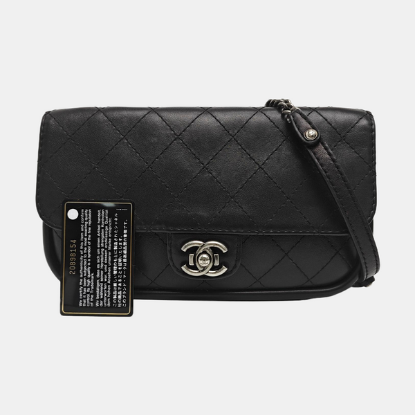 Quilted Calfskin Shoulder Bag Black