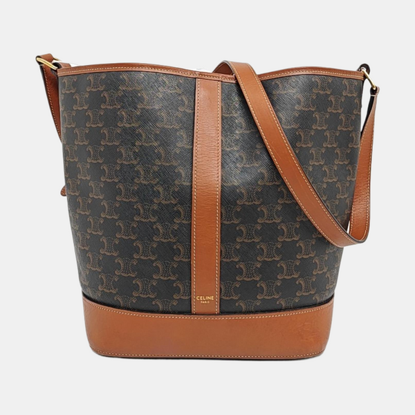 Authenticated pre-owned  TRIOMPHE CANVAS Medium Coated Canvas Brown - Bucket Bag at Looply