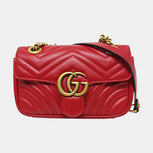 GG Marmont Small Quilted Calfskin Red