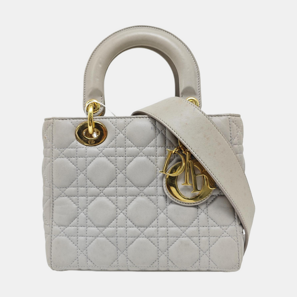 Lady Dior Small Cannage Lambskin Gray
