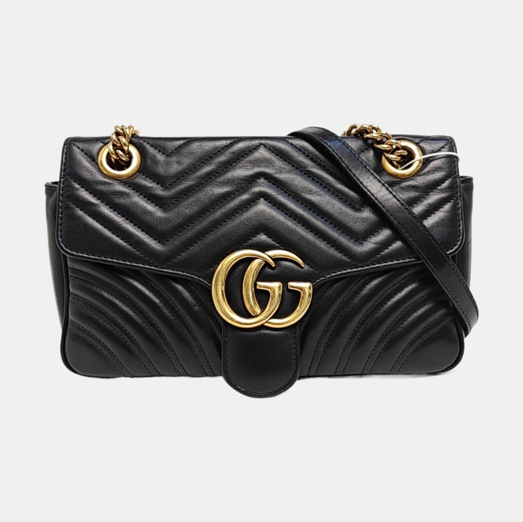 GG Marmont Small Quilted Calfskin Black