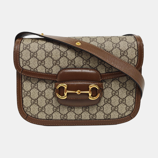 Horsebit 1955 Medium Monogram Coated Canvas Beige