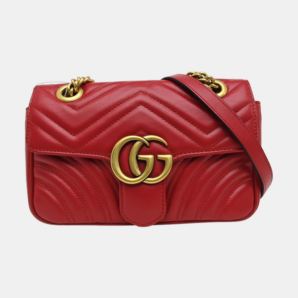 GG Marmont Small Quilted Calfskin Red