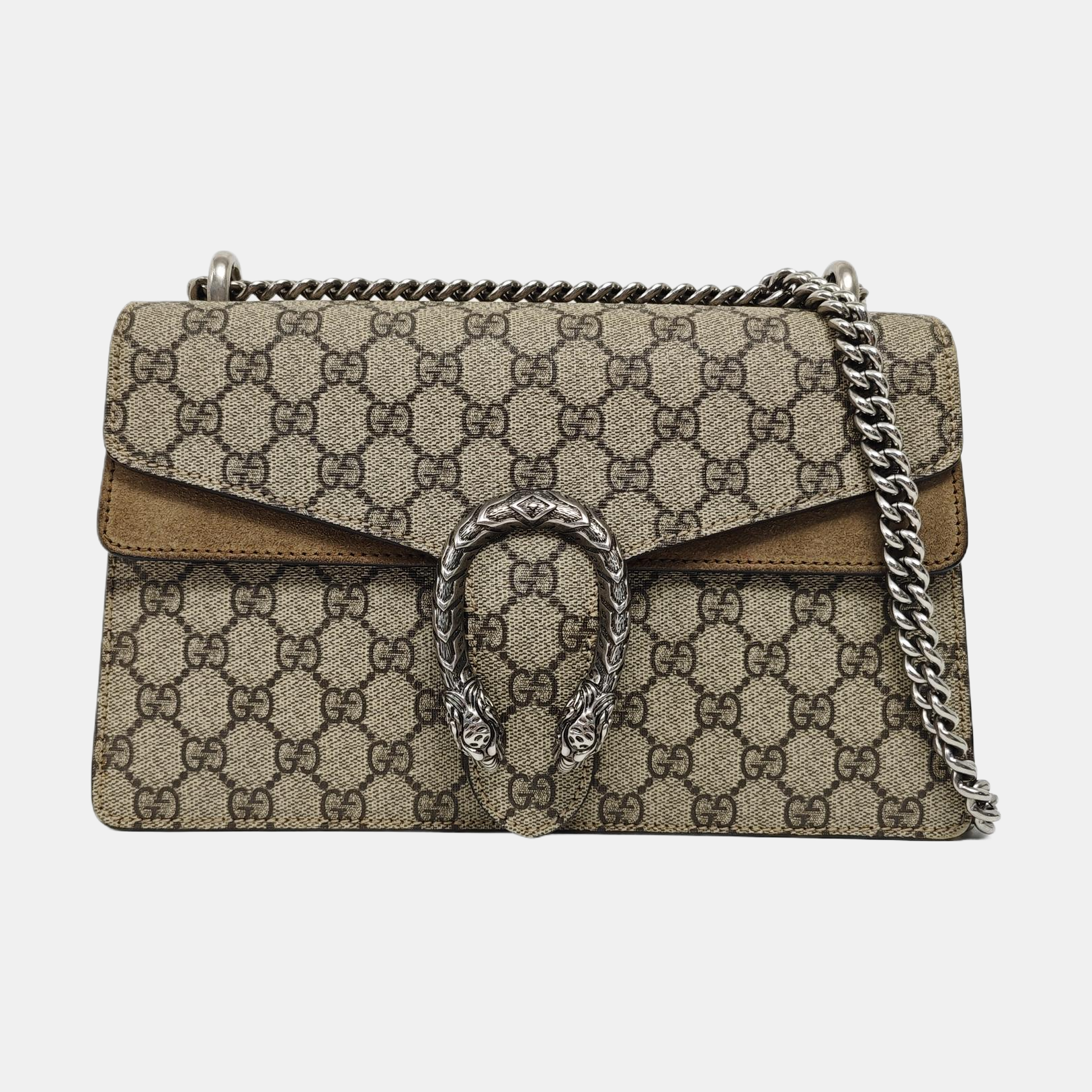 Dionysus Small Monogram Coated Canvas Beige