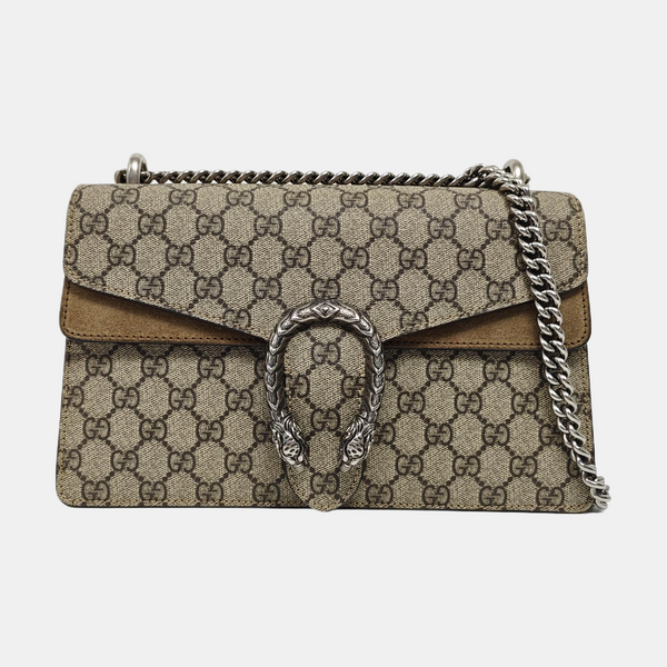 Dionysus Small Monogram Coated Canvas Beige