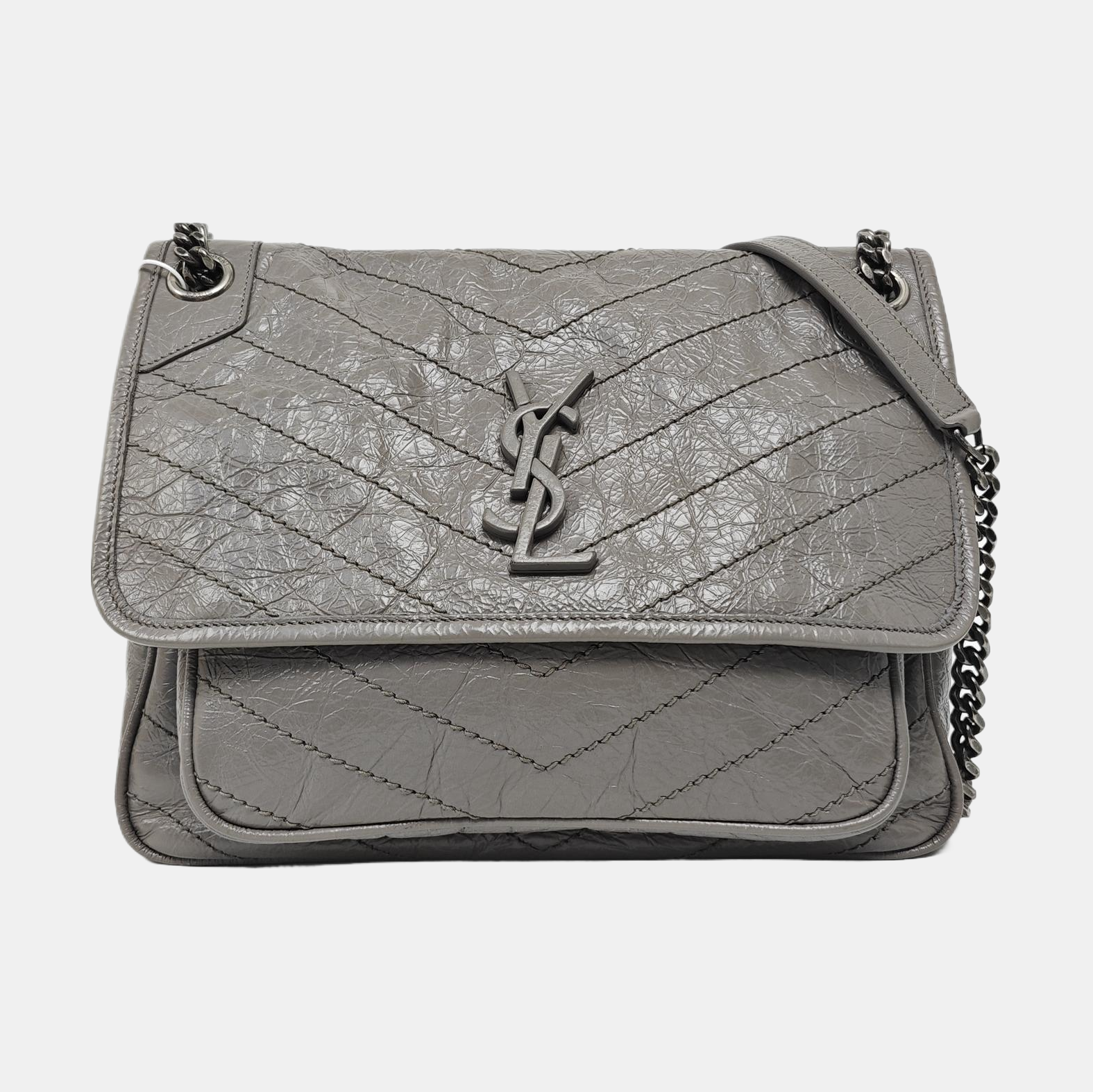 NIKI Medium Chevron Calfskin Gray