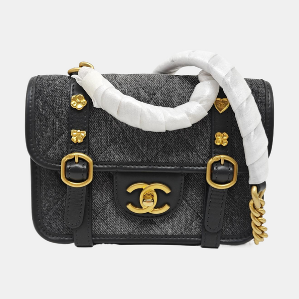 CLASSIC FLAP Mini Quilted Canvas Gray