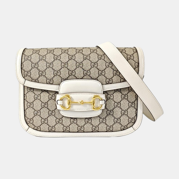 Horsebit 1955 Small Monogram Coated Canvas Beige