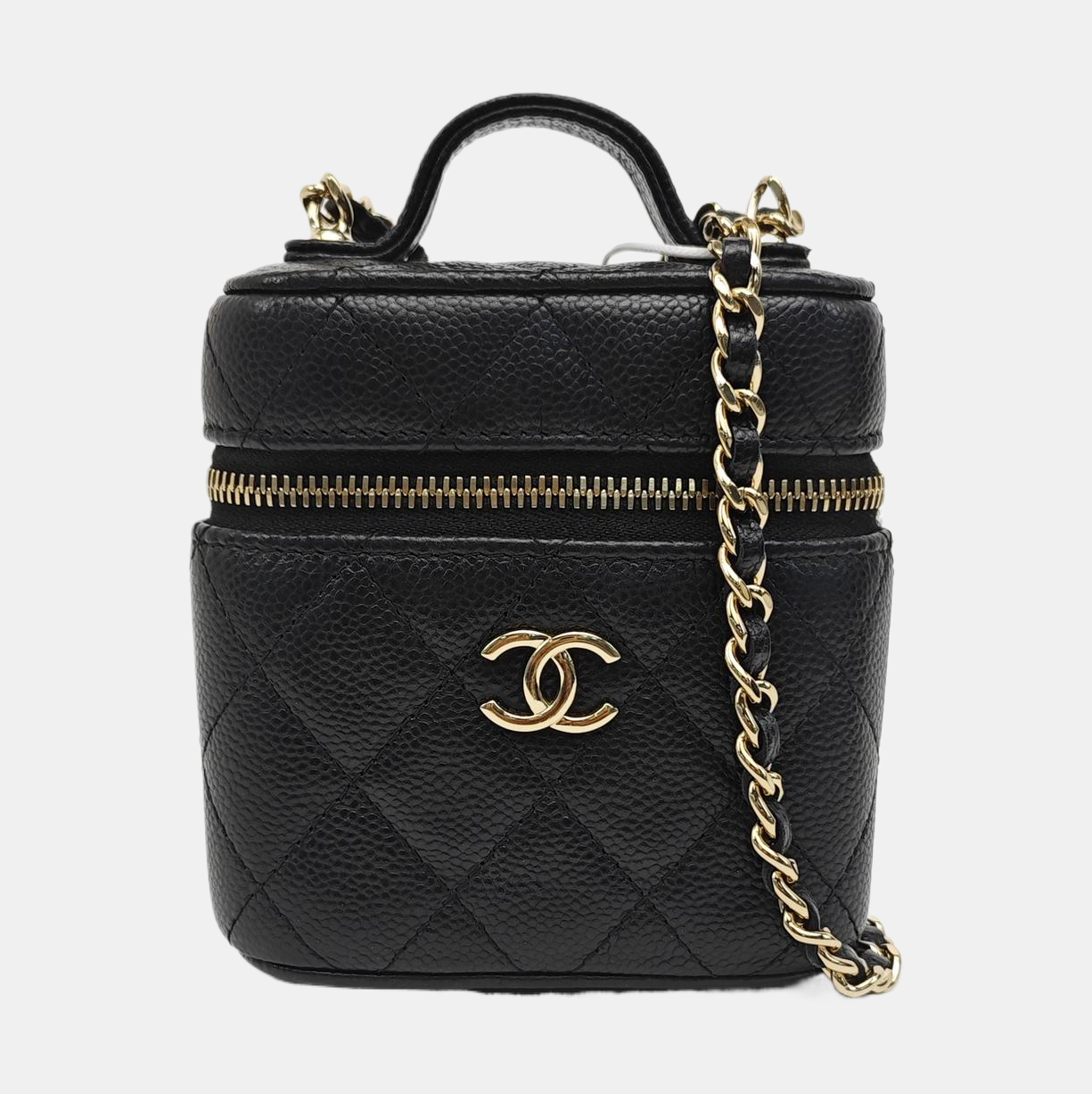 VANITY CASE Mini Quilted Grained Calfskin Black