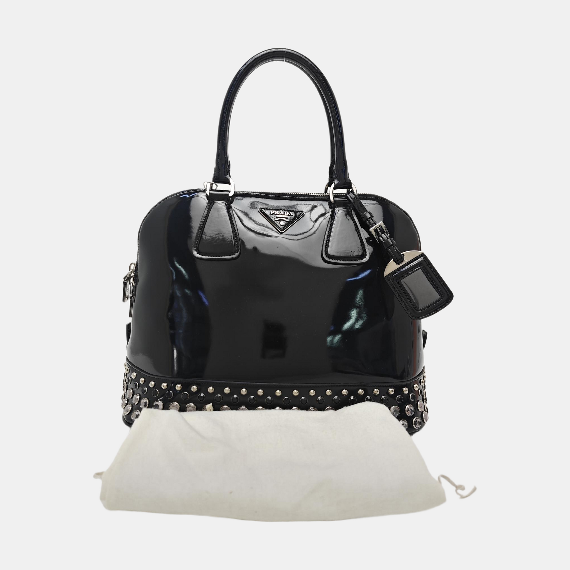 Patent Leather Top Handle Bag Black