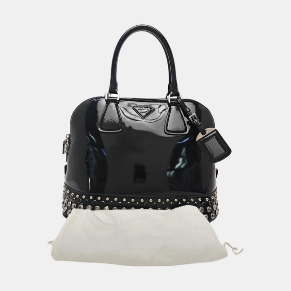 Patent Leather Top Handle Bag Black