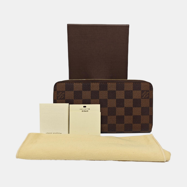 ZIPPY Damier Ebene Coated Canvas Brown Wallet