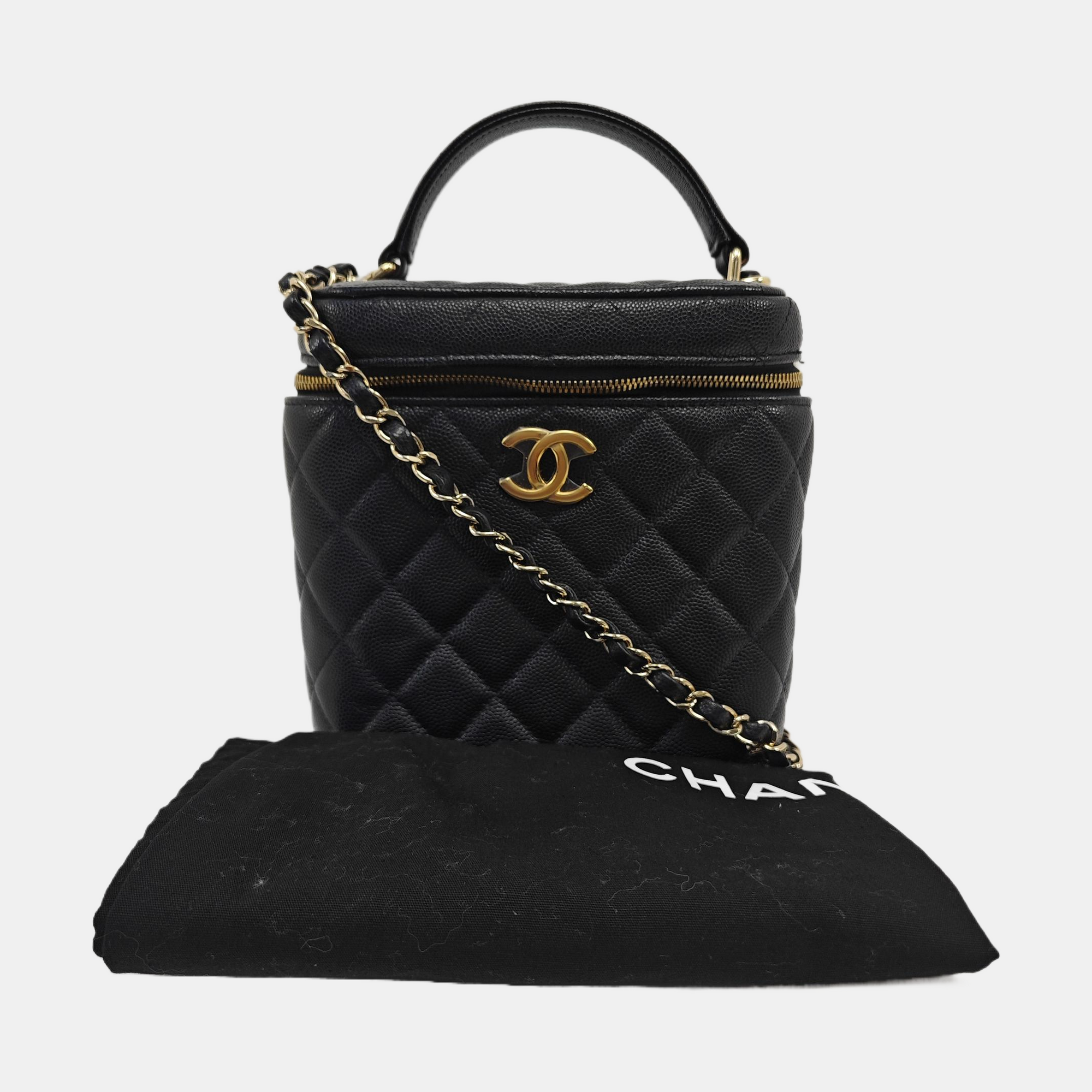TRENDY CC Quilted Grained Calfskin Black