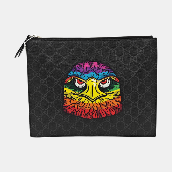 Coated Canvas Clutch Black
