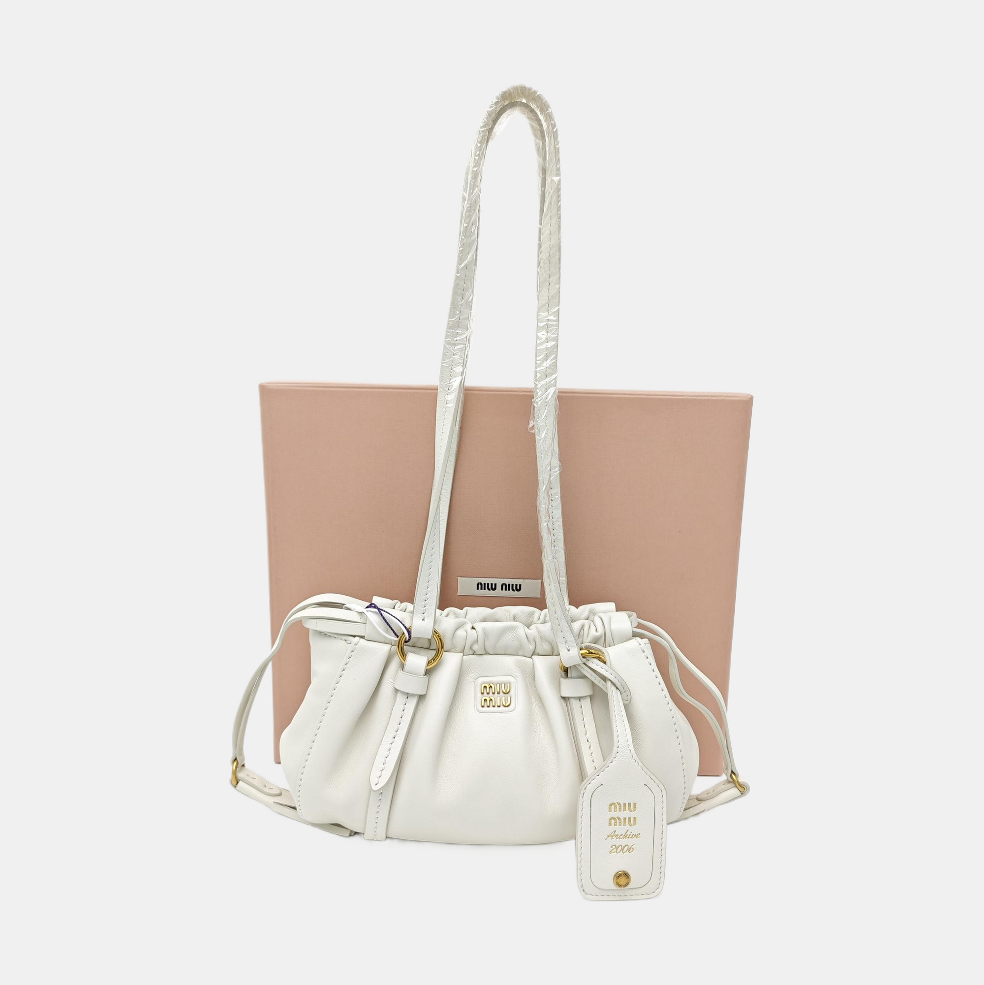 Lambskin Top Handle Bag White