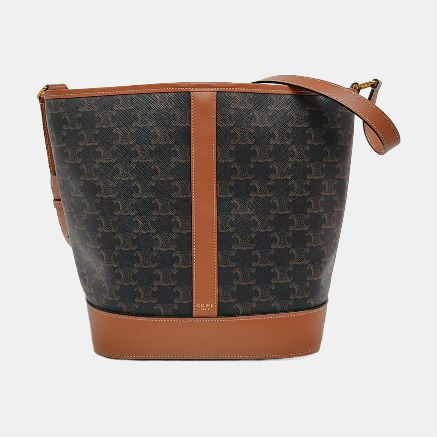 Authenticated pre-owned  TRIOMPHE CANVAS Medium Coated Canvas Yellow - Bucket Bag at Looply
