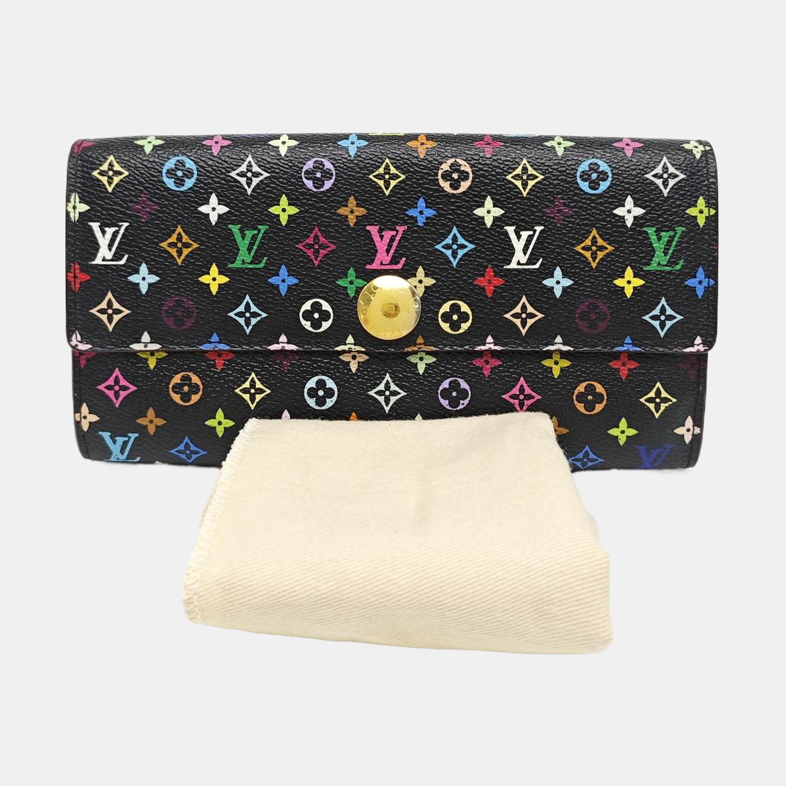 LV × TM PORTE MONNAIE Monogram Coated Canvas Black Wallet