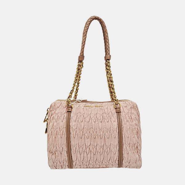 Quilted Canvas Shoulder Bag Pink