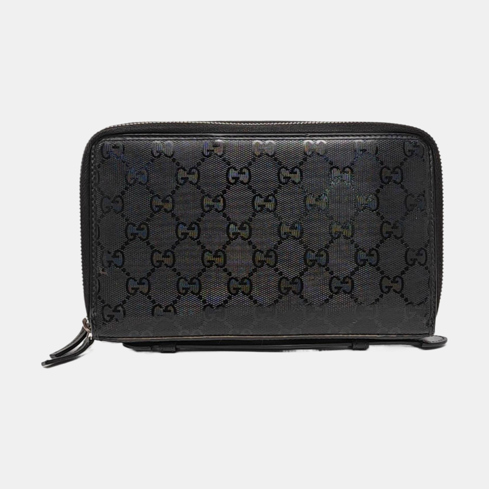 Monogram Coated Canvas Clutch Black