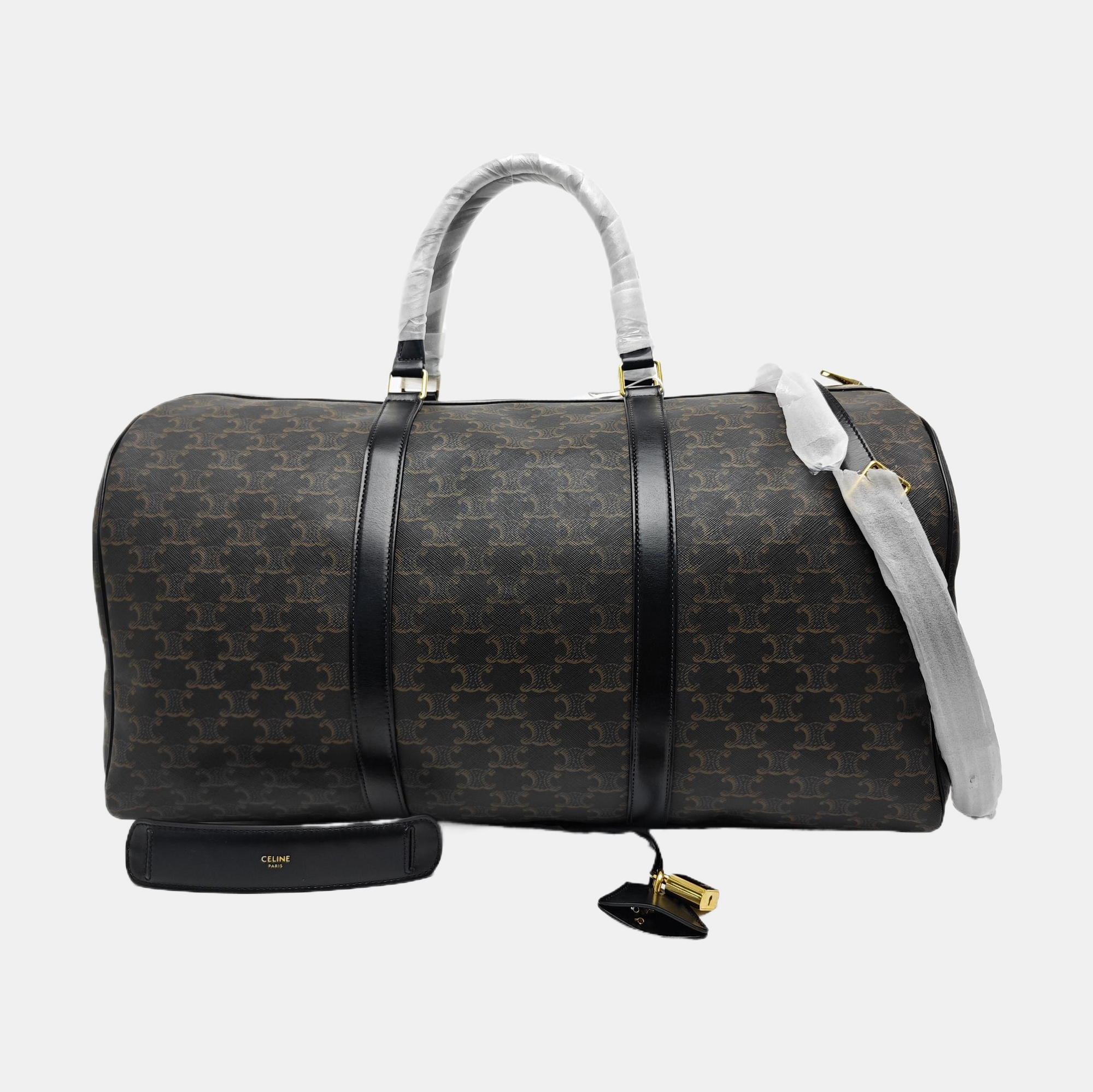Coated Canvas Shoulder Bag Large Black