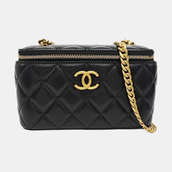 VANITY CASE Small Quilted Lambskin Black