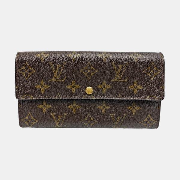 PORTE MONNAIE Monogram Coated Canvas Brown Wallet