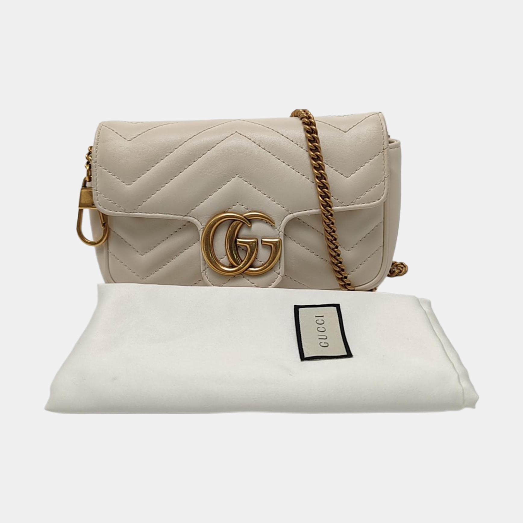 GG Marmont Mini Quilted Calfskin White
