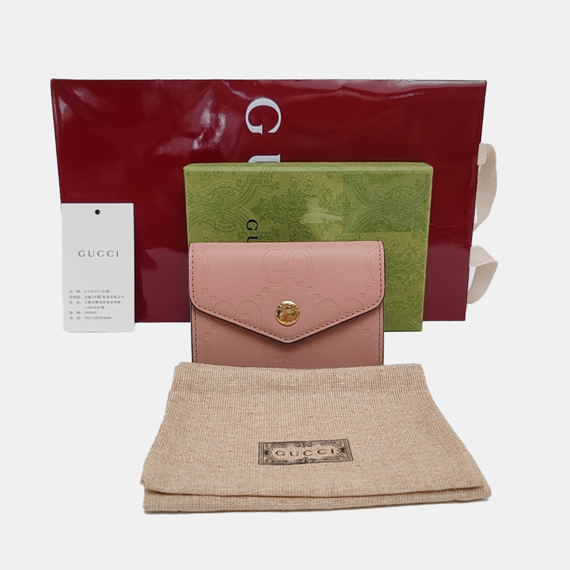 Monogram Calfskin Card Holder Pink