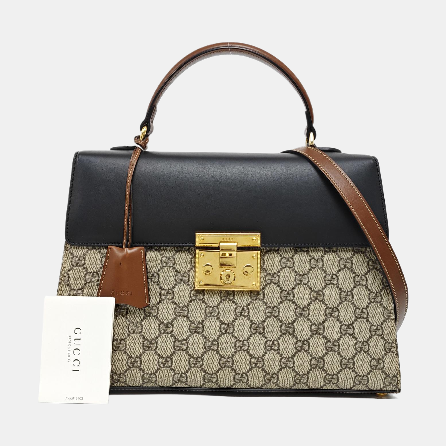 Padlock Medium Monogram Coated Canvas Beige