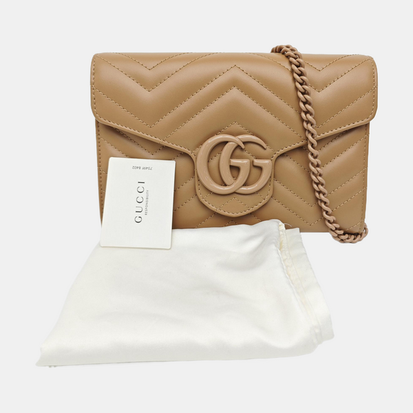 GG Marmont Small Quilted Calfskin Beige