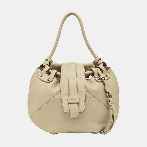 Calfskin Top Handle Bag Beige