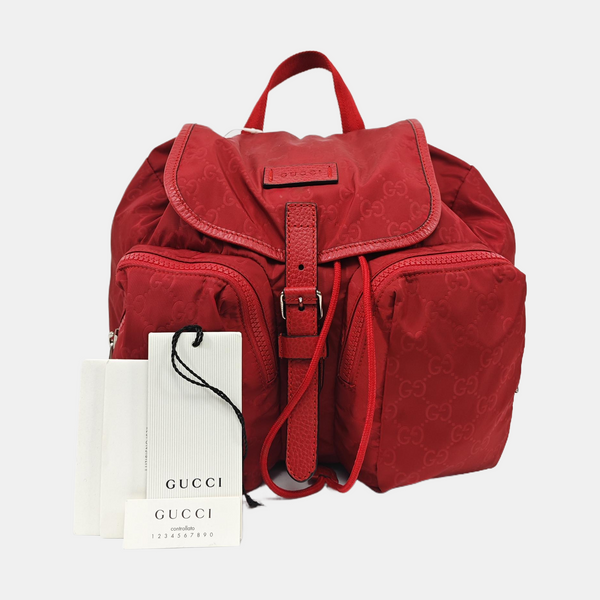 Monogram Nylon Backpack Red
