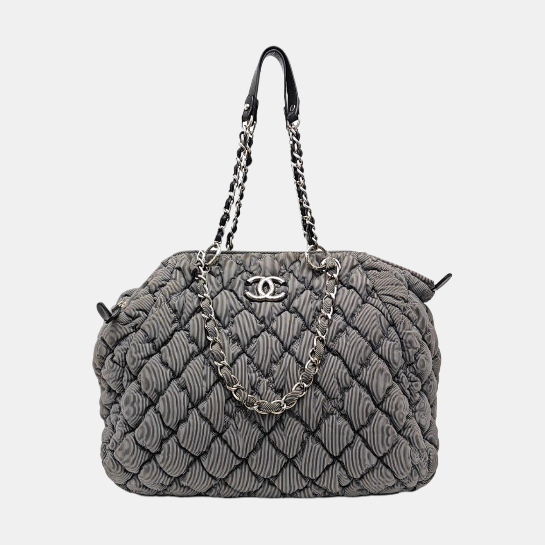 Quilted Fabric Shoulder Bag Gray