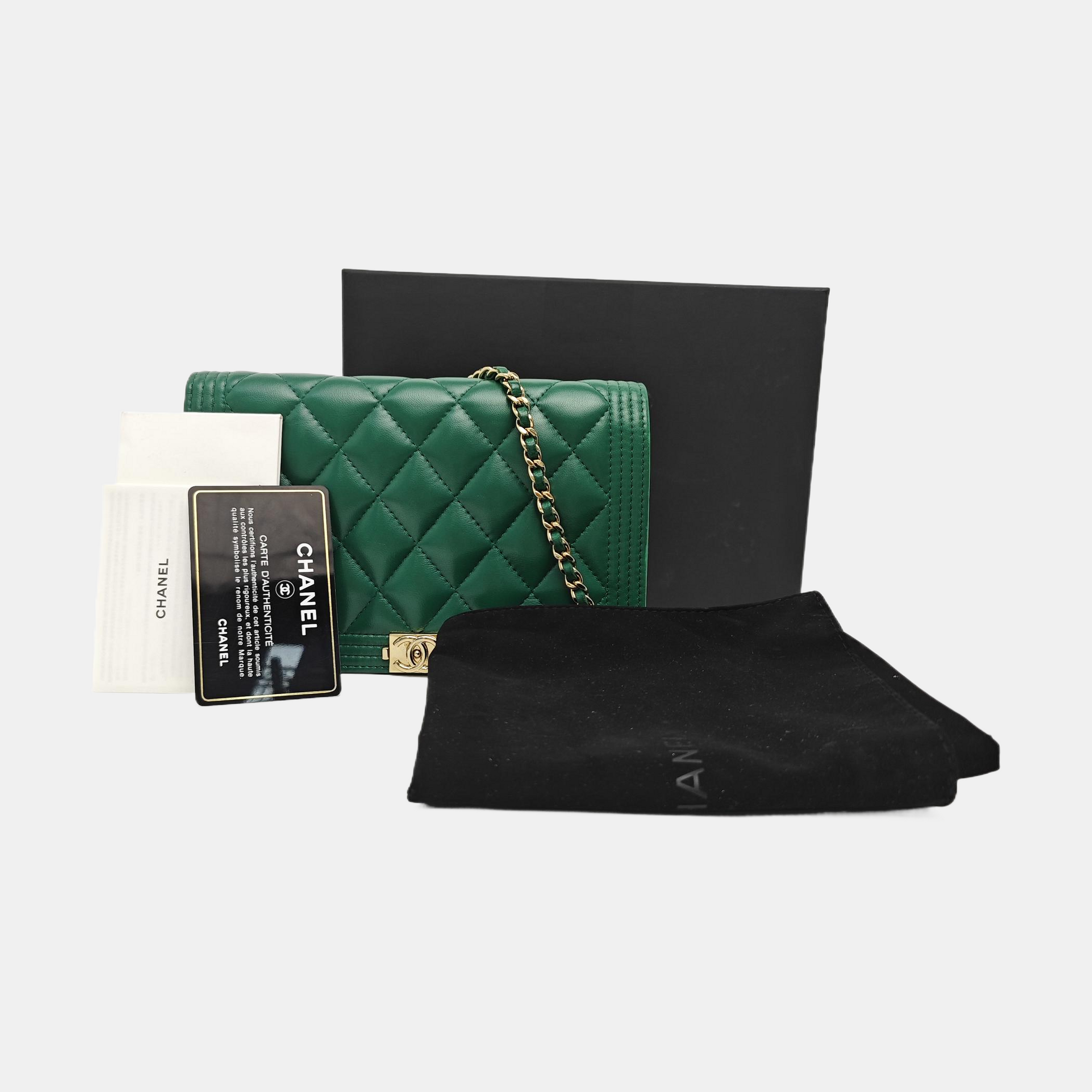 BOY CHANEL WOC Quilted Lambskin Green
